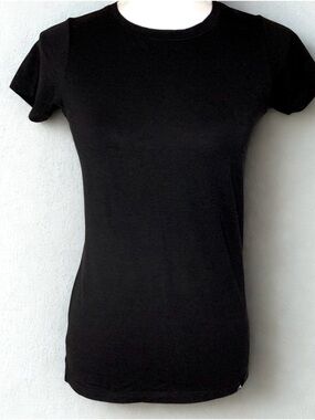 Rokwolf Women Crew Neck T-Shirt Black Size XS Pima Cotton Blend